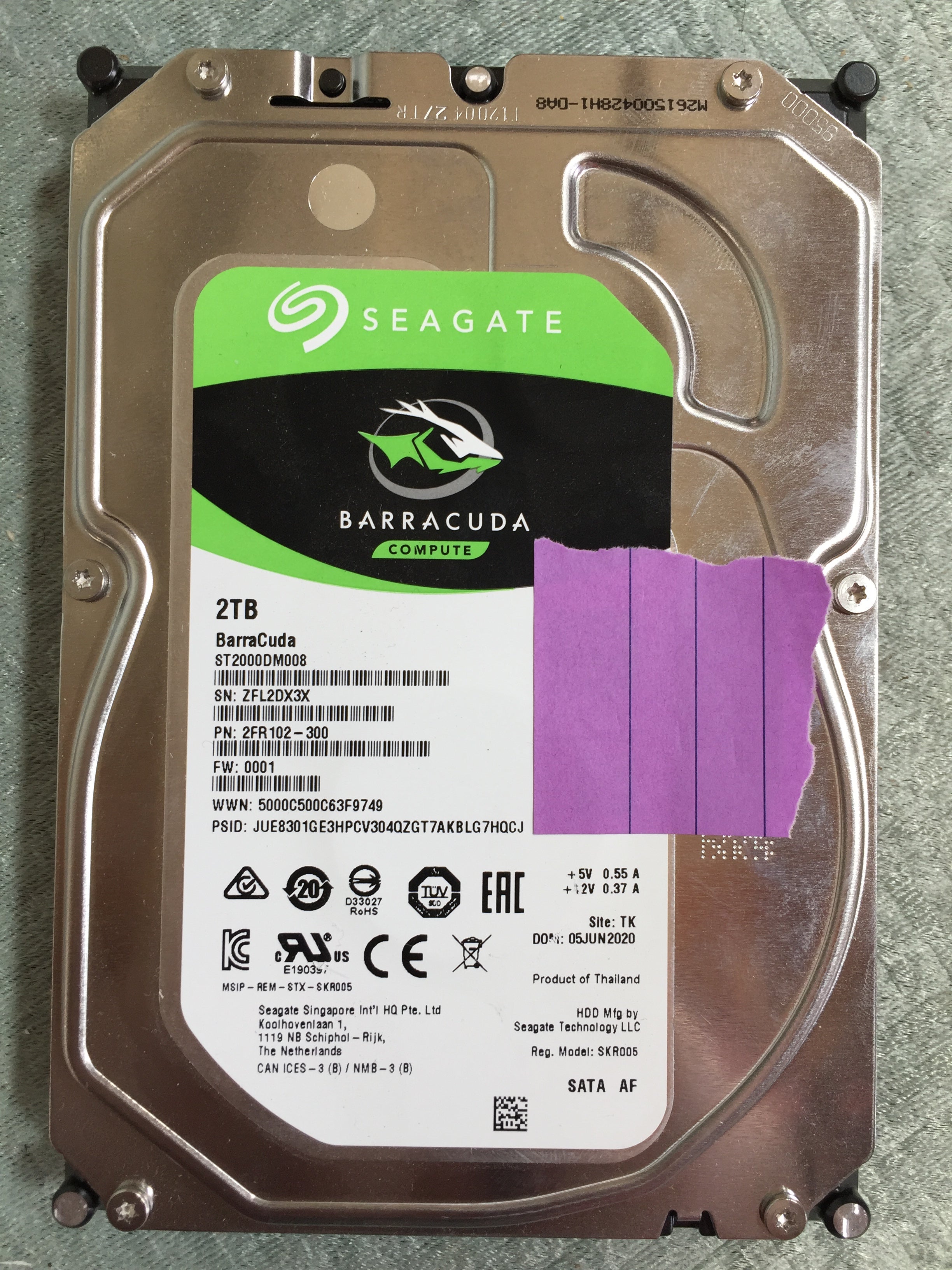 Seagate BarraCuda 2TB Internal Hard Drive HDD - ST2000DM008 - UNTESTED (7614760222958)